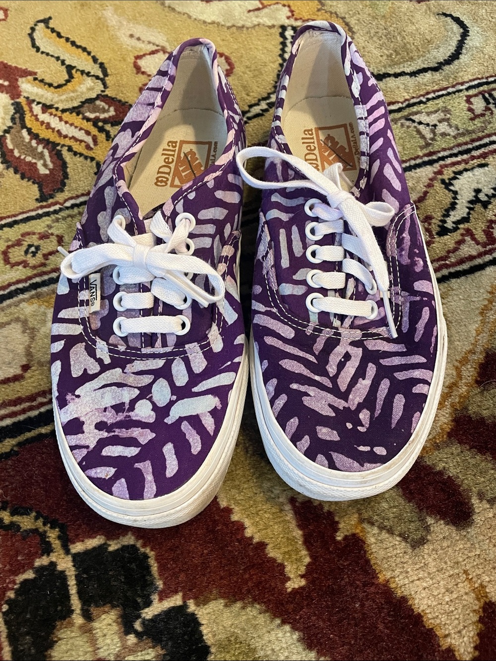Vans/Della Purple Patterned Canvas Low-Top Sneakers